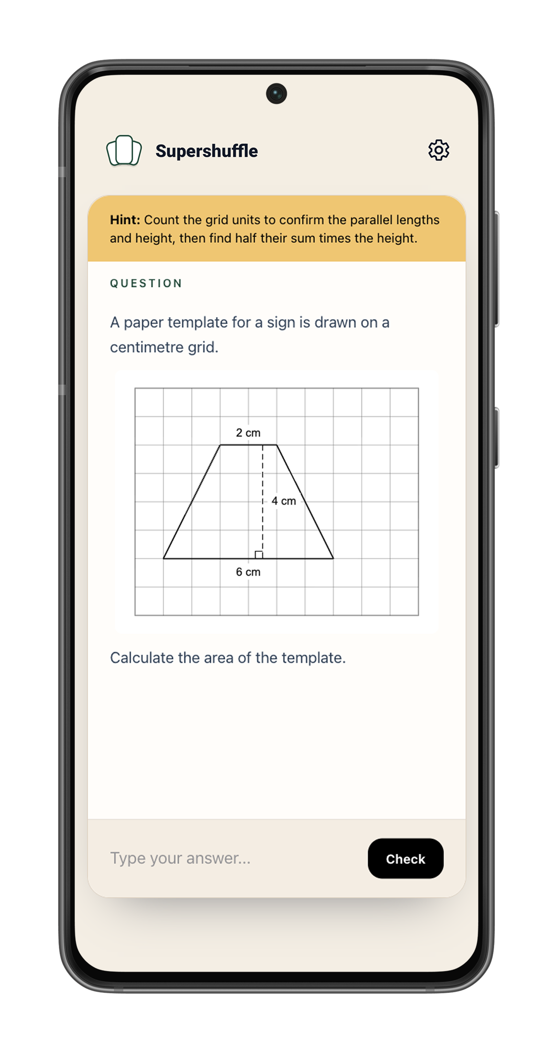 A GCSE maths hint helping you try again.